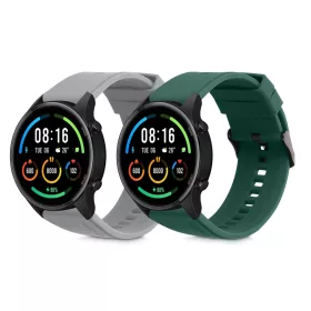   Комплект 2 каишки за Xiaomi Mi Watch Color Sport/Watch S1 Active, Kwmobile, Grey/Green, Silicone, 58971.02