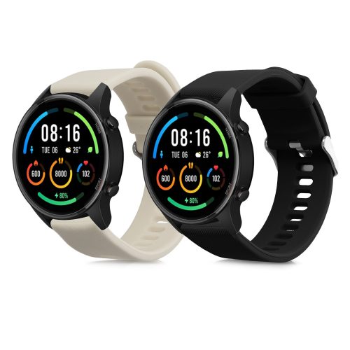 Комплект 2 каишки за часовник Xiaomi Mi Watch/Mi Watch Color Sport, Kwmobile, черен/сив, силикон, 58466.02