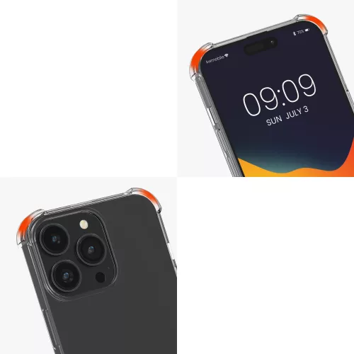 Калъф Kwmobile за Apple iPhone 14 Pro Max, силиконов, прозрачен/златен, 59105.21