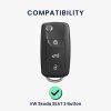 Капак за автомобилен ключ за VW/Skoda/Seat 3 бутона, Kwmobile, черен/сребрист, силикон, 56008.05