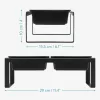 Suport hranire pentru pisici si caini mici Navaris, cu 2 boluri ceramice, suport metalic inaltat, 2x250 ml, antiderapant, design modern, Negru