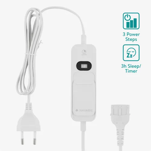 Patura electrica Navaris, moale, 180x130 cm, priza EU, pentru pat/canapea, gri, poliester