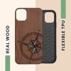 калъф kwmobile за Apple iPhone 11, дърво, кафяв/син, 49799.15