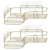 Set 2 rafturi dus colt Navaris, autoadezive, 26.5x26.5x7 cm, auriu, metal
