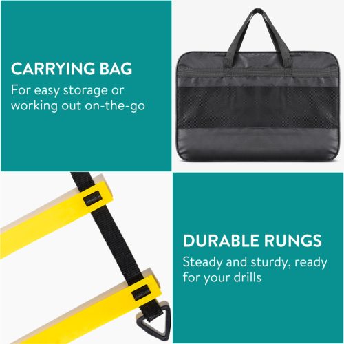 Set Navaris scara agilitate cu jaloane, 12 trepte, 6 m, conuri, geanta inclusa, 61118.06