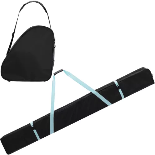 Set huse schi si clapari Navaris, geanta schi 190 cm, compartiment clapari 42x38x22 cm, negru, textil