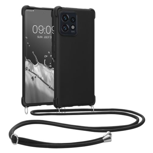 Kwmobile Кейс с връзка за Motorola Edge 40 Pro/Edge Plus (2023), Черен, Силиконов, 61504.01