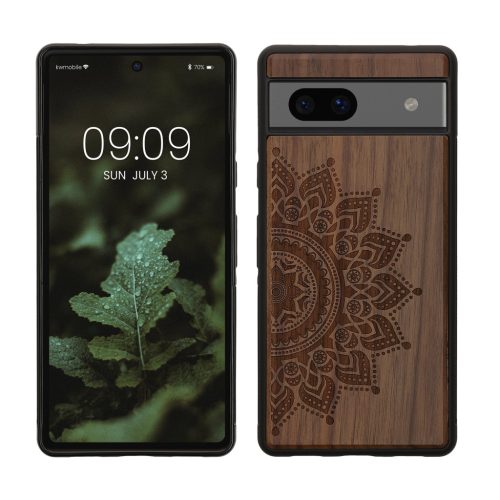 Kwmobile калъф за Google Pixel 7a, кафяв, дърво/силикон, 61603.01