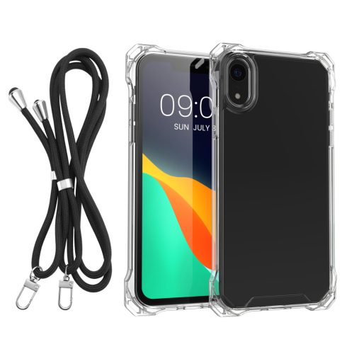 Kwmobile Кейс с подвижна връзка за Apple iPhone XR, Прозрачен/Черен, Поликарбонат, 61618.01