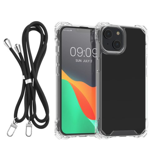 Kwmobile Кейс с подвижна връзка за Apple iPhone 14/iPhone 13, Прозрачен/Черен, Поликарбонат, 61620.01