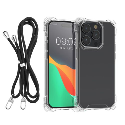 Kwmobile Кейс с подвижна връзка за Apple iPhone 14 Pro, Прозрачен/Черен, Поликарбонат, 61621.01