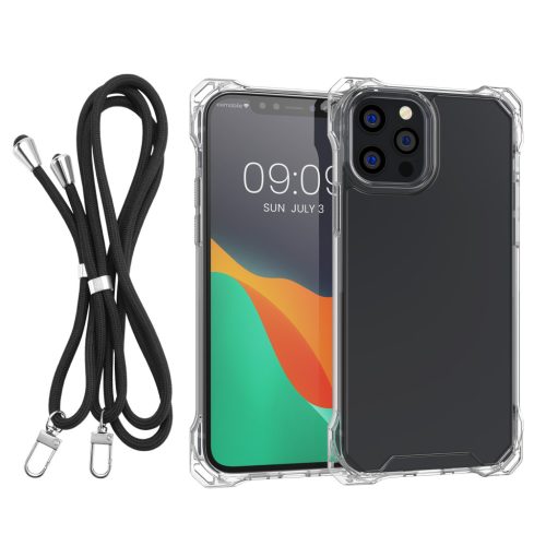 Kwmobile Кейс с подвижна връзка за Apple iPhone 12/iPhone 12 Pro, Прозрачен/Черен, Поликарбонат, 61619.01