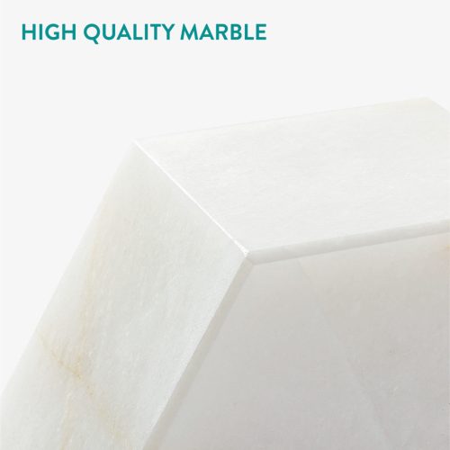 Set 2 capete de raft Navaris, marmura alba, 13x11x6, 5 cm, alb, piatra naturala