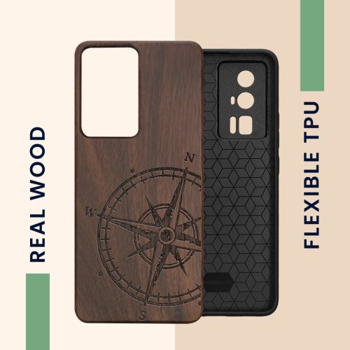 Kwmobile калъф за Poco F5 Pro, кафяв, дърво/силикон, 61662.01