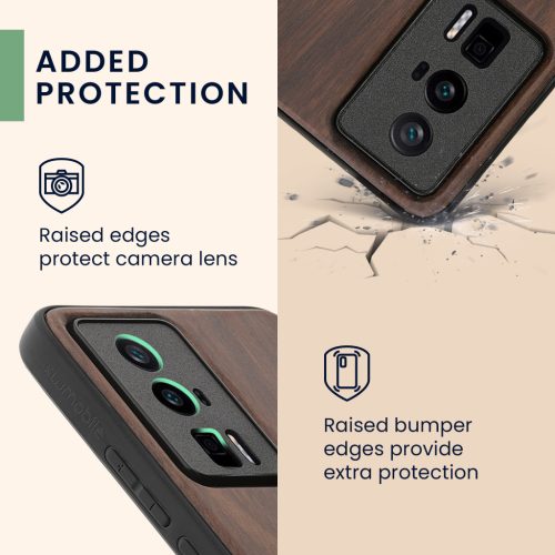 Kwmobile калъф за Poco F5 Pro, кафяв, дърво/силикон, 61662.01