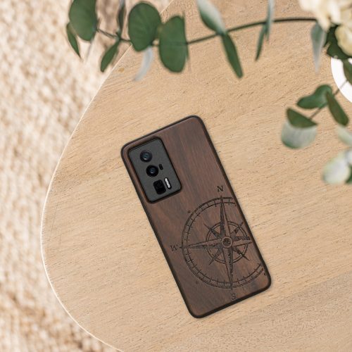 Kwmobile калъф за Poco F5 Pro, кафяв, дърво/силикон, 61662.01