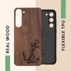 Kwmobile калъф за Samsung Galaxy S23 Plus, кафяв, дърво/силикон, 61686.04