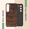 Kwmobile калъф за Samsung Galaxy S23, кафяв, дърво/силикон, 61685.03