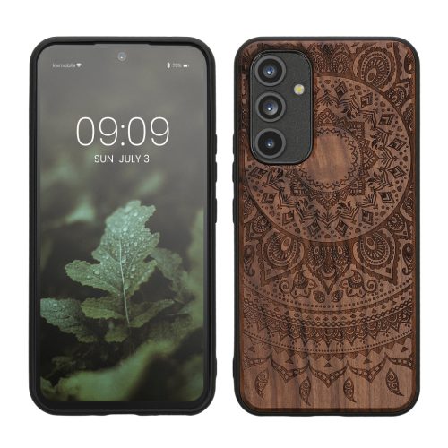Kwmobile Кейс за Samsung Galaxy A54 5G, Кафяв, Дървен/Силиконов, 60799.04