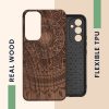 Kwmobile Кейс за Samsung Galaxy A54 5G, Кафяв, Дървен/Силиконов, 60799.04