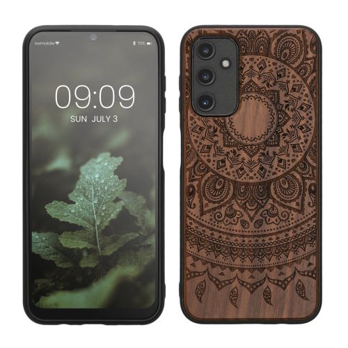 Kwmobile калъф за Samsung Galaxy A14 5G, кафяв, дърво/силикон, 60817.03