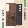 Kwmobile калъф за Samsung Galaxy S23, кафяв, дърво/силикон, 61685.02