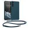 Kwmobile калъф с връзка за Samsung Galaxy A14 5G, тъмносин, силиконов, 60819.17