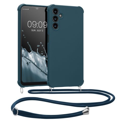 Kwmobile калъф с връзка за Samsung Galaxy A14 5G, тъмносин, силиконов, 60819.17