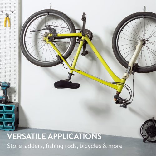 Set 8 carlige depozitare Navaris, tavan/perete, 64.95x15x11.5 cm, garaj, negru, otel