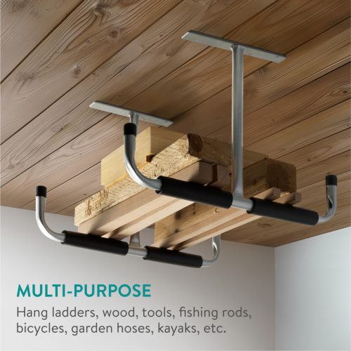 Set 2 carlige depozitare Navaris, 42x29.5 cm, tavan/perete, pentru sarcini mari, negru, otel