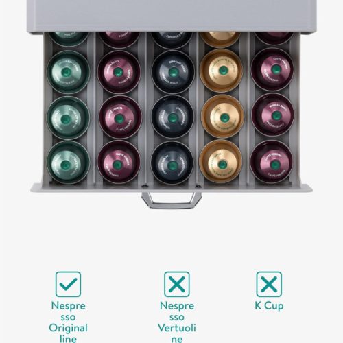 Поставка за кафе капсули Navaris за 50 капсули Nespresso, сиво, 47364.03.22