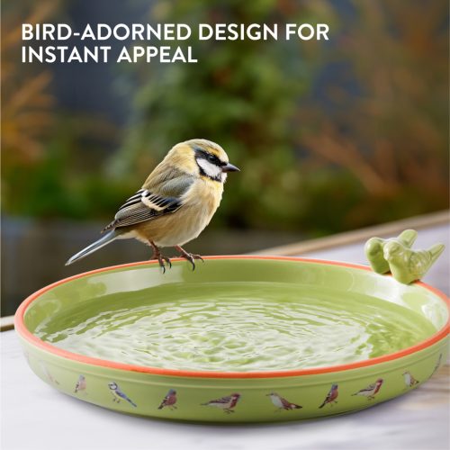 Baie pentru pasari rotunda Navaris, ceramica, 25 cm, pentru gradina, 61699.07