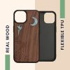 Kwmobile калъф за Apple iPhone 14, кафяв/многоцветен, дърво/силикон, 59124.05