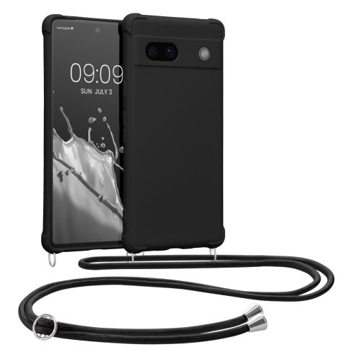 Kwmobile калъф с връзка за Google Pixel 7a, черен, силиконов, 61600.01