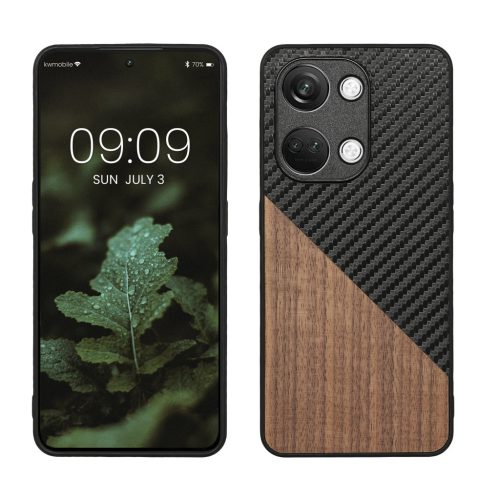 Kwmobile калъф за OnePlus Nord 3 5G, кафяв/черен, дърво/силикон, 61769.01