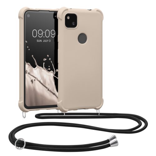 Kwmobile калъф с връзка за връзка за Google Pixel 4a, кремав, силиконов, 53842.16
