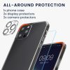 Комплект калъф и 2 защитни фолиа за предна част/камера за Apple iPhone 12 Pro, прозрачен, пластмаса/закалено стъкло, 61819.03