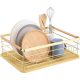 Сушилник за съдове Navaris, с тава за отцеждане, с рафт за чинии, чаши и прибори, кафяв, 52545.04