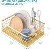 Сушилник за съдове Navaris, с тава за отцеждане, с рафт за чинии, чаши и прибори, кафяв, 52545.04
