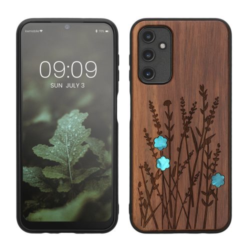 Kwmobile калъф за Samsung Galaxy A14 5G, кафяв, дърво/силикон, 60817.09