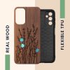 Kwmobile калъф за Samsung Galaxy A14 5G, кафяв, дърво/силикон, 60817.09