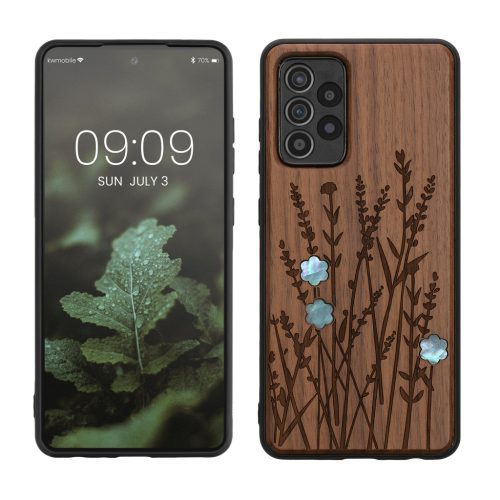 Kwmobile Кейс за Samsung Galaxy A52/Galaxy A52 5G/Galaxy A52s 5G, Кафяв, Дървен/Силиконов, 54354.16