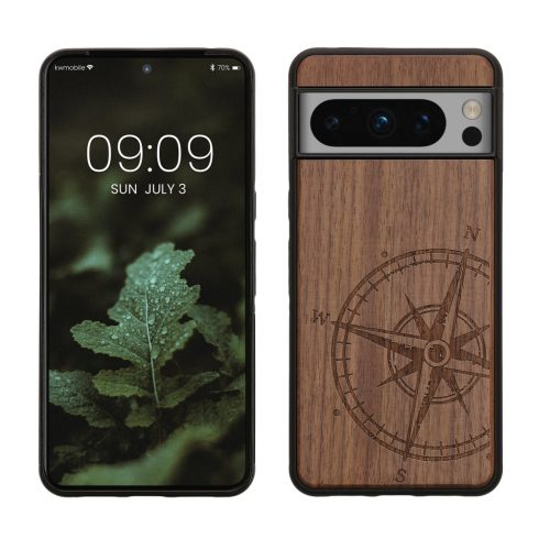 Kwmobile калъф за Google Pixel 8 Pro, кафяв, дърво/силикон, 61876.02