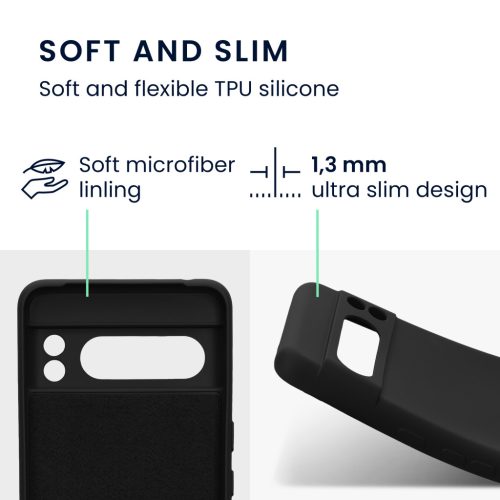 Kwmobile калъф за Google Pixel 8 Pro, черен, силиконов, 61860.01