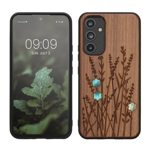 Kwmobile Кейс за Samsung Galaxy A54 5G, Кафяв, Дървен/Силиконов, 60799.09