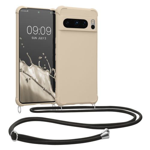Kwmobile калъф с връзка за връзка за Google Pixel 8 Pro, кремав, силиконов, 61868.16