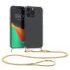 Kwmobile калъф с връзка за Apple iPhone 15 Pro, прозрачен/златист, силиконов, 62031.21