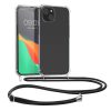 Kwmobile калъф с връзка за Apple iPhone 15 Plus, прозрачен/черен, силиконов, 62034.01