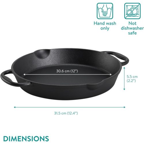 Тиган от чугун Navaris за печка / фурна / грил - 30,6 см - черен, NAV0000100Q004C
