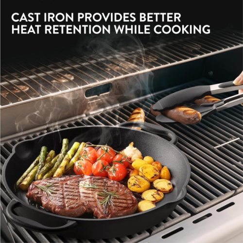 Тиган от чугун Navaris за печка / фурна / грил - 30,6 см - черен, NAV0000100Q004C